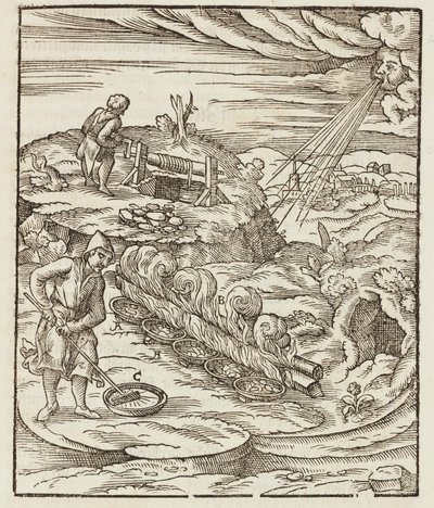 Bismuth treatment - Engraving from Description of ores and main mining methods, by Lazarus Ecker by Unbekannt