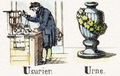 U - Usurer - Urn - Child Entertainment Alphabet c.1890 by Unbekannt