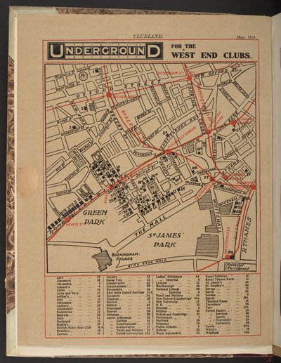 Underground for the West End clubs, May 1910 by Unbekannter Künstler
