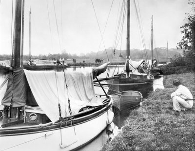 Yachts and River Craft at Wroxham Broad. Norfolk Broads by Unbekannt