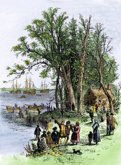 Debarkment of William Penn in Pennsylvania by Unbekannter Künstler