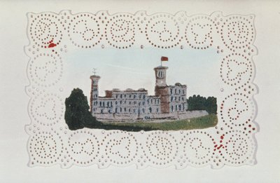 Victorian paper doyley with a view of Osborne House by Unbekannt