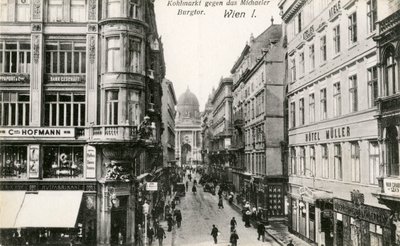 Vienna: Kohlmarkt with Michaelerkirche in background by Unbekannter Künstler