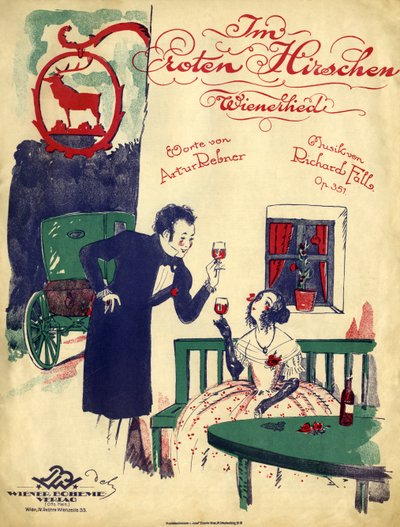 Viennese romance-early 19th century couple drinking red wine, raising a toast in the 