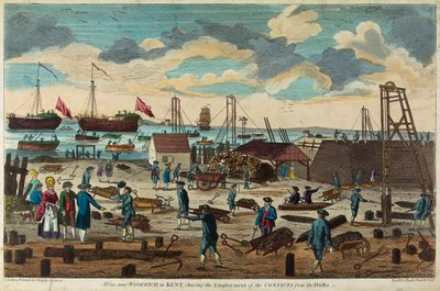 View Near Woolwich, Kent, England, Depicting the Use of Forces to Build Pontoons by Unbekannter Künstler