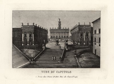 View of the Capitoline Hill, Piazza del Campidoglio, Palazzo Senatorio, Rome by Unbekannt
