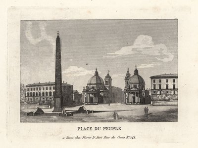 View of the Piazza del Popolo with an Egyptian obelisk of Rameses II from Heliopolis, Rome by Unbekannt