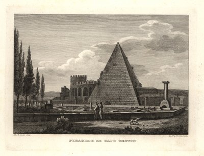 View of the Pyramid of Cestius, Rome, built for Gaius Cestius by Unbekannt