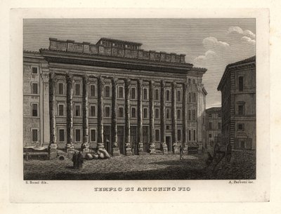 View of the Temple of Antoninus and Faustina, Tempio di Antonino Pio, Rome by Unbekannt