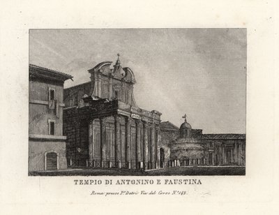 View of the Temple of Antoninus and Faustina, Roman Forum, Rome by Unbekannt