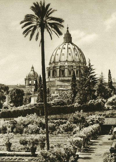 View of the Vatican Gardens and the Basilica of St. Peter in Rome by Unbekannt