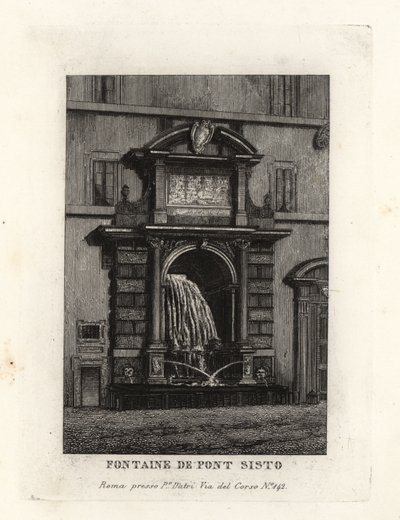 View of the Fountain of Ponte Sisto Bridge, Acqua Paola, Rome by Unbekannt