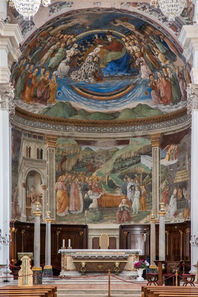 View of the nave and presbytery with the Stories of the Virgin, Duomo, Cathedral of S. Maria Assunta, Spoleto, Umbria, Italy by Unbekannter Künstler