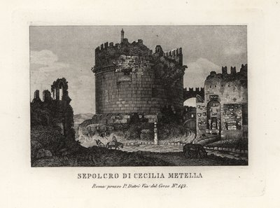 View of the ruin of the Tomb of Caecilia Metella, Rome by Unbekannt