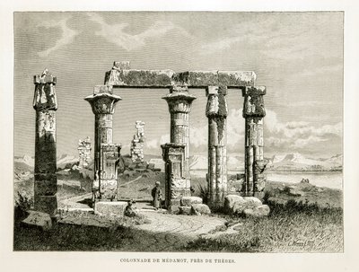 View of the Ruins of Medamot Temple near Thebes, Egypt - Illustration from the Atlas of Egypt by Unknown