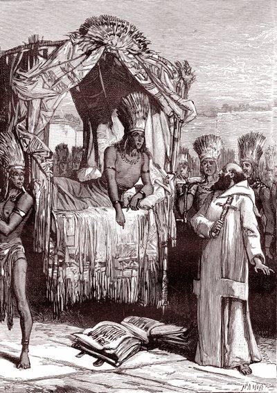 Vincent de Valverde and Atahualpa by Unbekannter Künstler