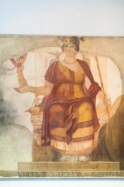 Wall fresco depicting a seated Venus, integrated as Rome, so-called Barberini Goddess, first quarter of the fourth century AD, National Museum of Rome, Rome, Italy by Unbekannter Künstler