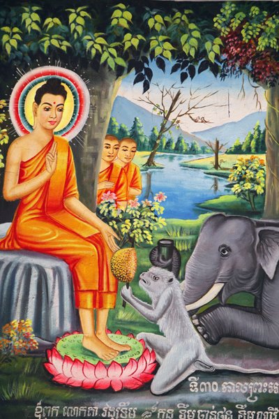 Wall painting in Wat Pitchey Udong: Scene from the Buddha