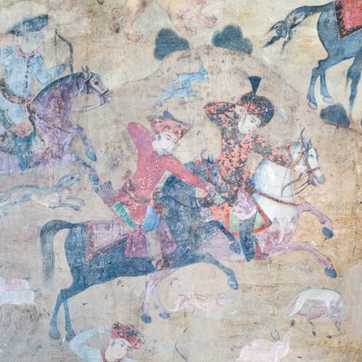 Wall Paintings at Qeysarieh Portal, Naqsh-e Jahan Imam Square, Esfahan, Iran by Unbekannter Künstler