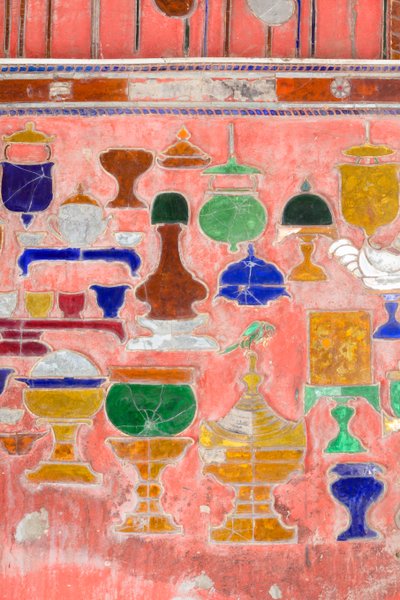 Wall with Leaded Glass Figures, Shwe Yaunghwe Kyaung Monastery, Nyaungshwe, Inle Lake, Myanmar by Unbekannter Künstler
