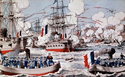 War between China and France (1884-1885): Destruction of Chinese fleet by Admiral Courbet in Fou Tcheou, August 23 by Unbekannter Künstler
