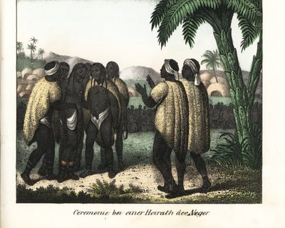 Wedding ceremony in a tribe of Senegal. Lithography for the book: “Galerie complete en tableaux fideles des peuples d