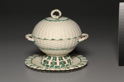 Wicker-Work Covered Basket on Stand by Wedgwood Factory by Unbekannt