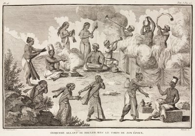 Widow about to burn herself on her dead husband