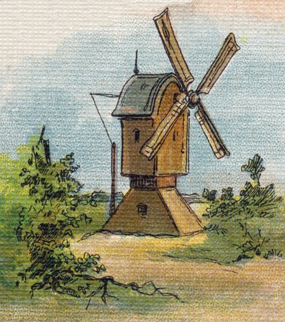Windmill. Engraving in "Alphabet de ma petite fille". Bernardin-Bechet and Fils, bookseller-publishers, Paris, around 1895 by Unbekannt