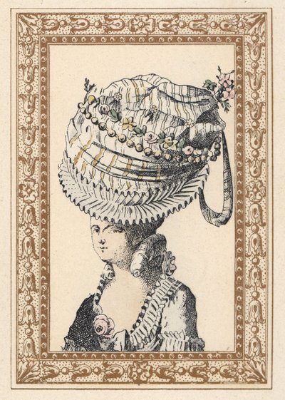 Woman wearing a huge hat called the Happiness of the Century by Unbekannter Künstler