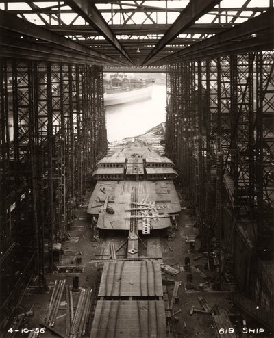 Work starts on the double bottom of Northbank at the shipyard of William Doxford & Sons, Sunderland, 4th October 1956 by Unbekannter Künstler
