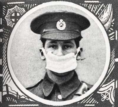 World War One - Man Wearing a Cotton Pad Respirator by Unbekannter Künstler