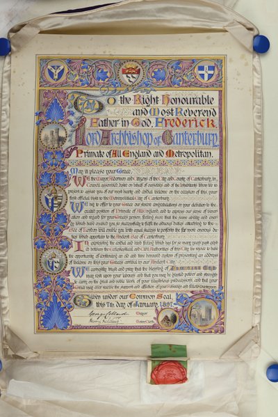Written Address of Welcome to Archbishop Frederick Temple by Alec Hunter