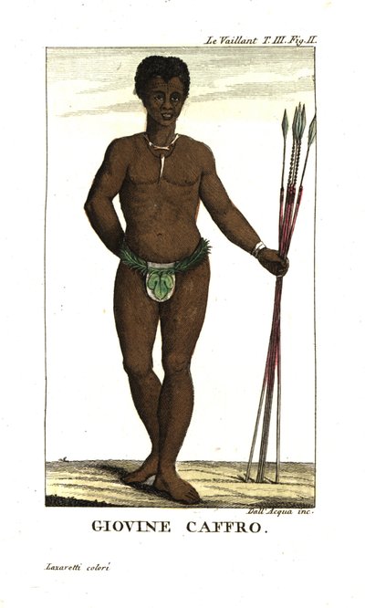 Young San Man, with Spears, South Africa. From Francois Le Vaillant by Unbekannter Künstler