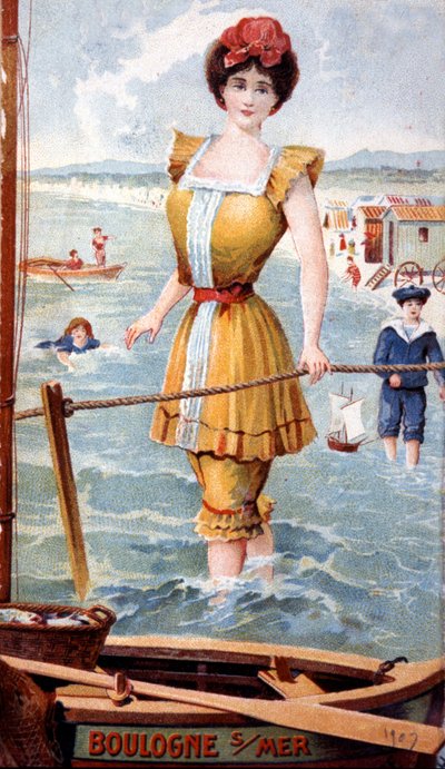 Young Woman Wearing a Bath Suit in Boulogne-sur-Mer by Unbekannter Künstler