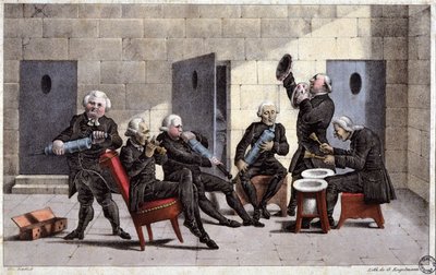 Amateurs Playing a Courante, French Cartoon Against Doctors by Unbekannter Künstler