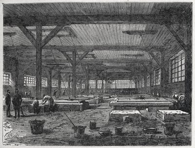 Glass factory: manufacturing a mirror by Unbekannter Künstler