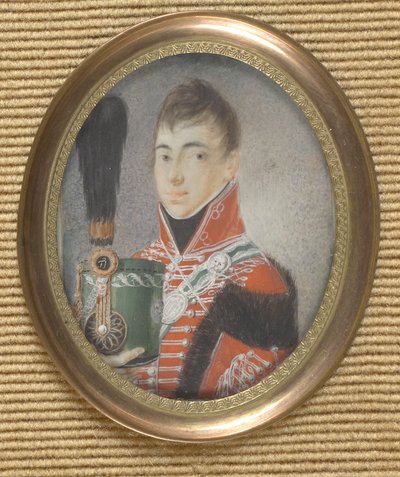 Austrian Officer with Cap and Plume in Hand by Unbekannter Künstler