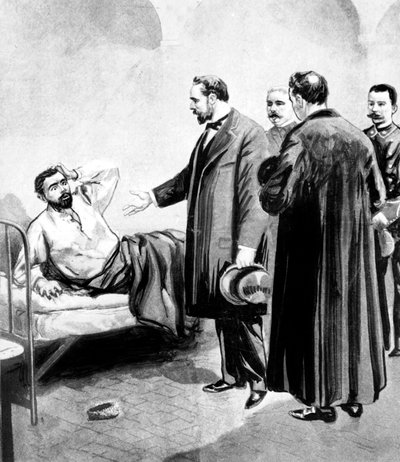 The Vacher Affair, France late 19th century, one of the first serial killers, Joseph Vacher waking up in jail the morning of his execution December 31 by Unbekannt