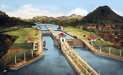 The Lock of Pedro Miguel in the Panama Canal by Unbekannter Künstler