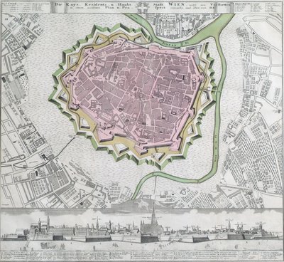 Plan of the Inner City of Vienna with Fortifications and Nearby Suburbs by Unbekannter Stecher