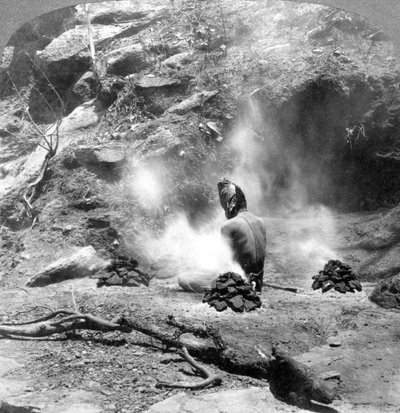 A Hermit Doing Penance at Gem Lake, Mount Abu, India by Underwood and Underwood
