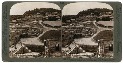 Ancient royal city of Samaria, where Philip preached Christ, looking west, Palestine by Underwood and Underwood