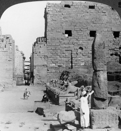 Avenue of Sacred Images after Excavation, Karnak, Thebes, Egypt by Underwood and Underwood