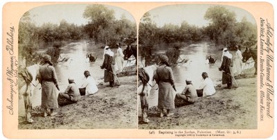 Baptising in the River Jordan, Palestine, 1896 by Underwood and Underwood