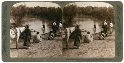 Baptising in the River Jordan, Palestine, 1903 by Underwood and Underwood
