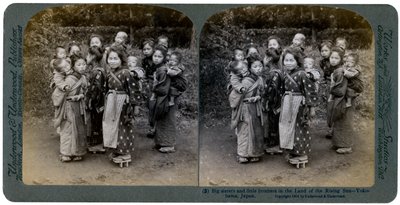 Big Sisters and Little Brothers in the Land of the Rising Sun, Yokohama, Japan by Underwood and Underwood
