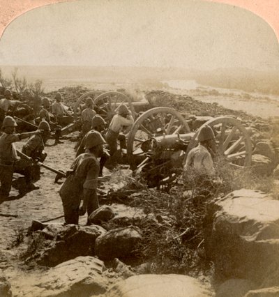 Cape Garrison Artillery Making It Hot for the Boers Across the Modder River, South Africa by Underwood and Underwood
