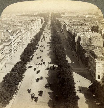 Champs Elysees from the Arc de Triomphe, Paris, France by Underwood and Underwood
