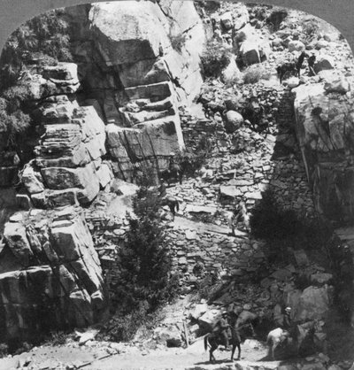 Climbing the Steep Zig-Zag Trail at the Eastern End of Yosemite Valley, California, USA by Underwood and Underwood